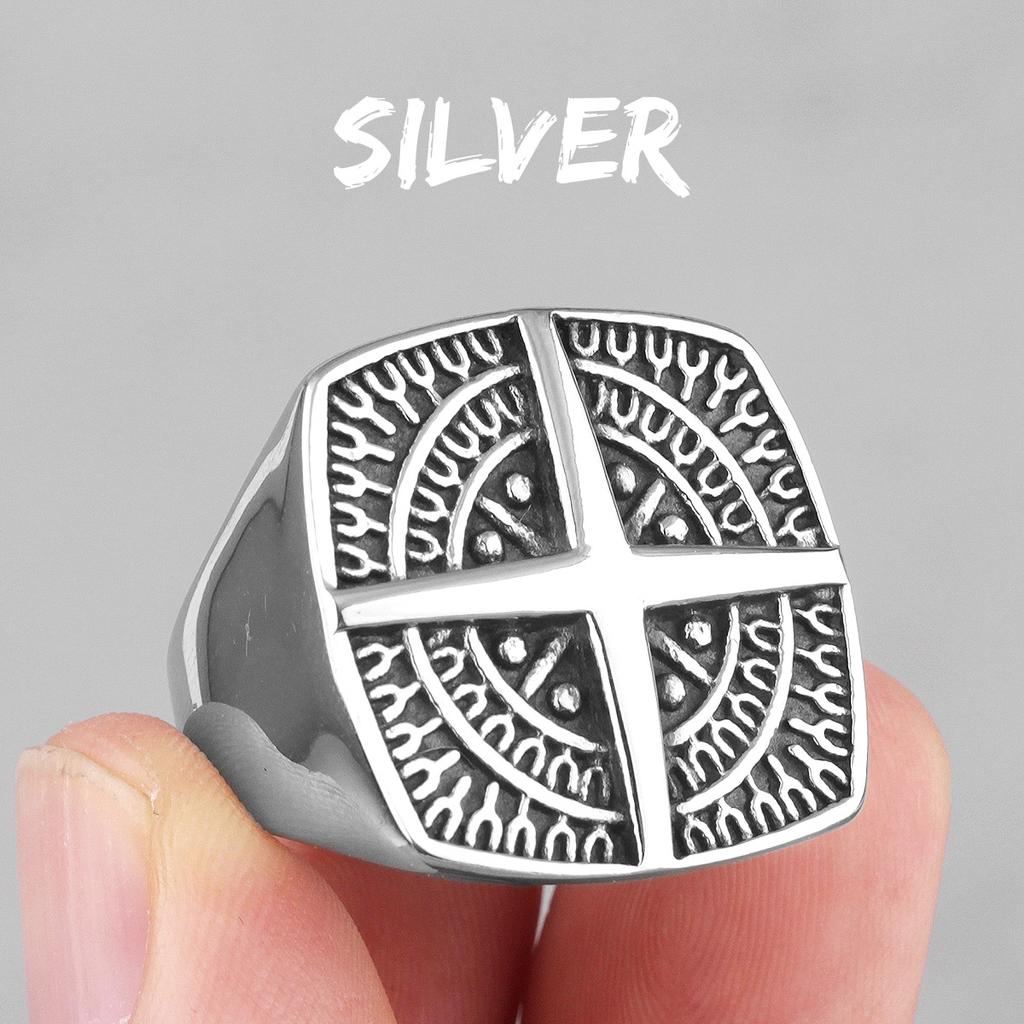 Nordic Navigational Compass Stainless Steel Mens Rings Hyperbole for Male Boyfriend Biker Jewelry Creativity Gift