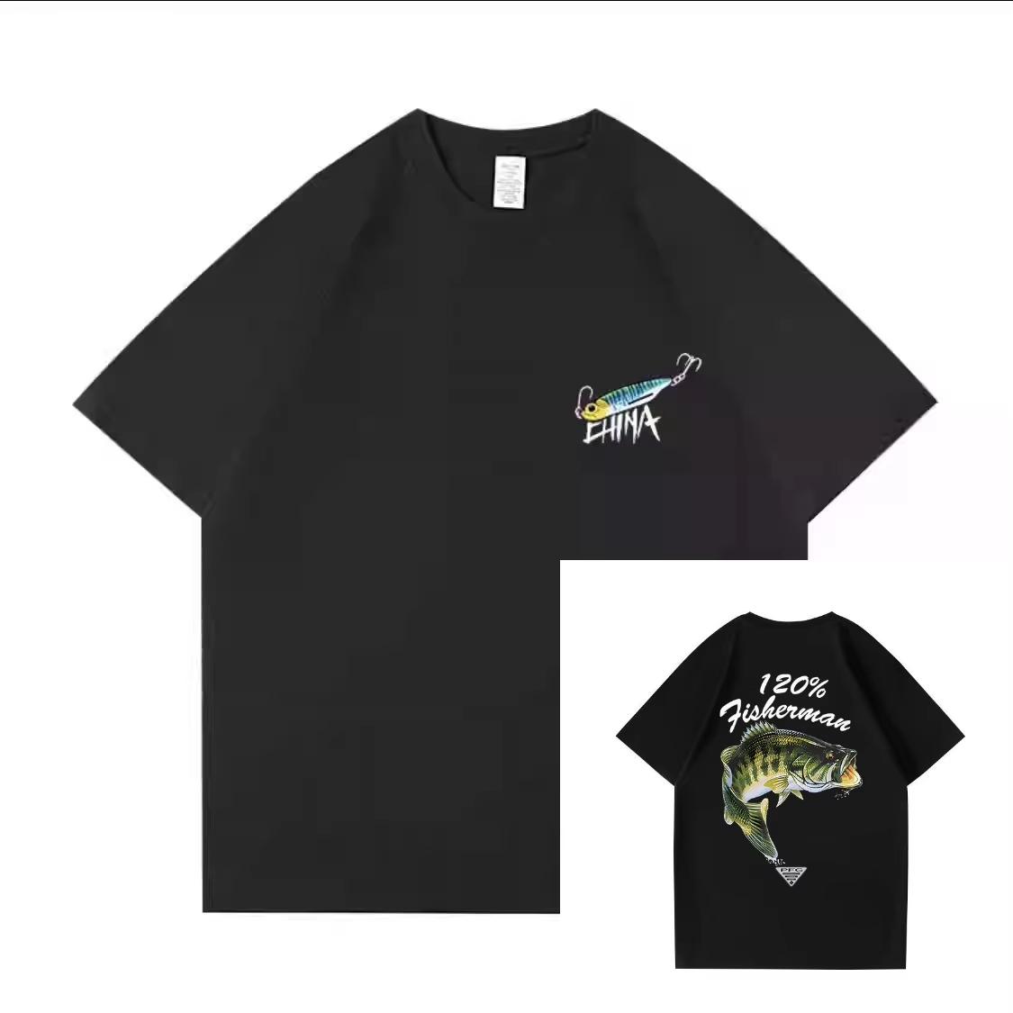 

Summer American Retro Versatile Outdoor Luya EleUNISEXt Fishing TShirt Perch Cotton Short Sleeve TShirt UNISEXs and Womens 4XL