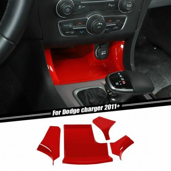 Red Console Gear Shift Storage Trim Panel for 2011+ Dodge Charger Accessories