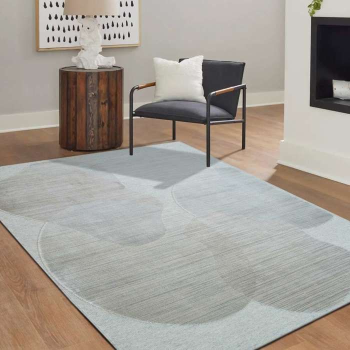 Tapis salon en laine motifs contemporains rose délavé 160x230