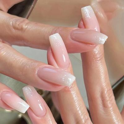 24 Teile/satz Schnelle Nägel Pulver Französisch Glitter Falsche Nials Aufkleber Tragbare Wasserdichte Maniküre Fertige Nägel