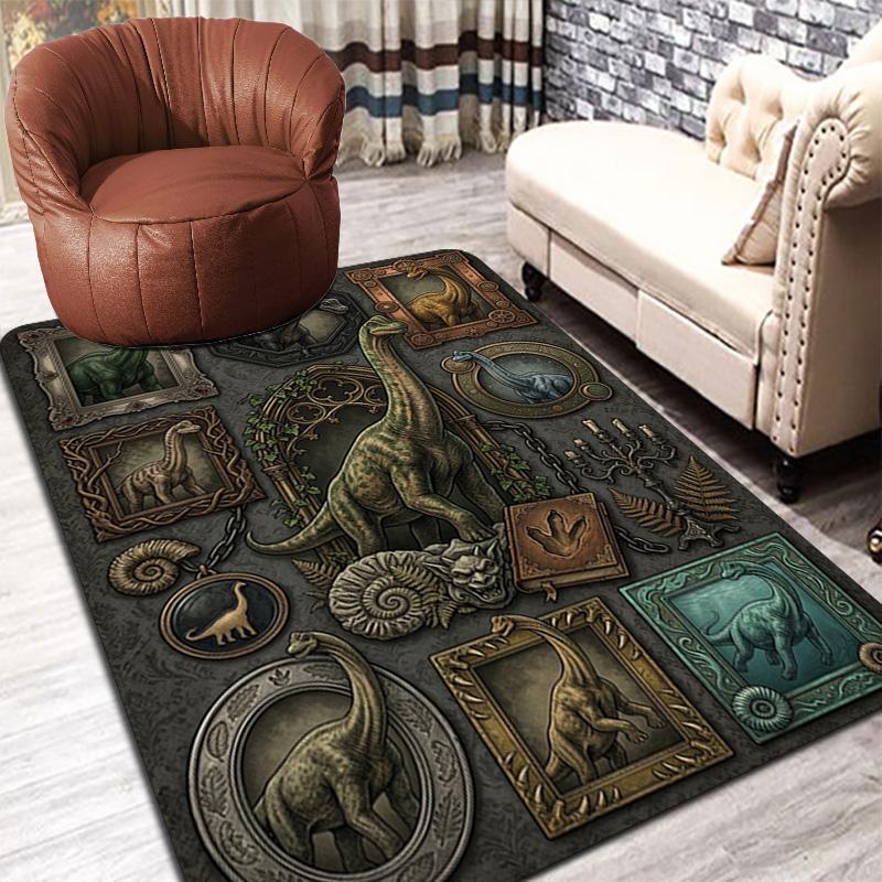 Prehistoric Dinosaurs Pattern Rug Floor Mat for Living Room or Bedroom Soft and Comfortable Carpet a Gift for Birthday and Holiday.