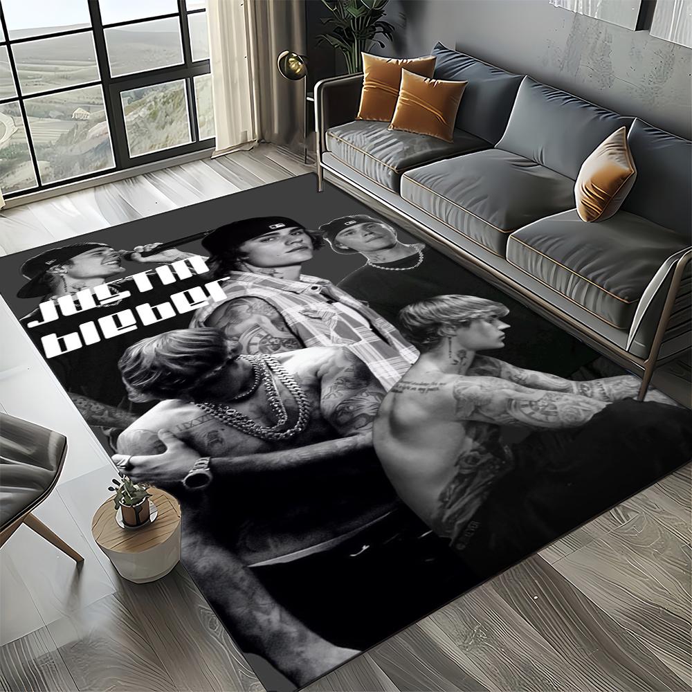2025 New Style Justin Drew Bieber Singer JB Carpet Rug for Living Room Bedroom Home Sofa Decoration,Kid Play Non-slip Floor Mat