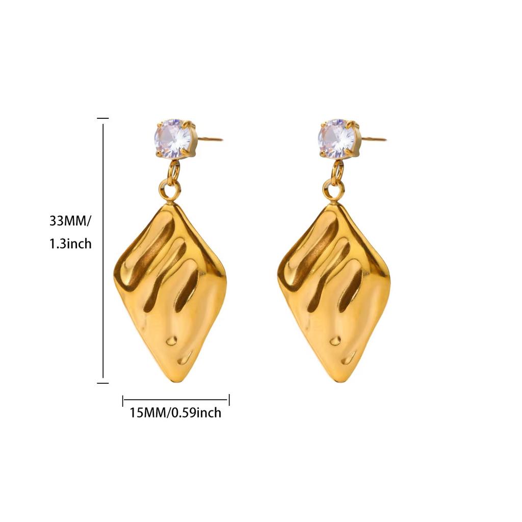 Hot-selling Oil Dripping Stainless Steel Earrings Personalized Light Luxury High-end Earrings Plated Real Gold Stud Earrings