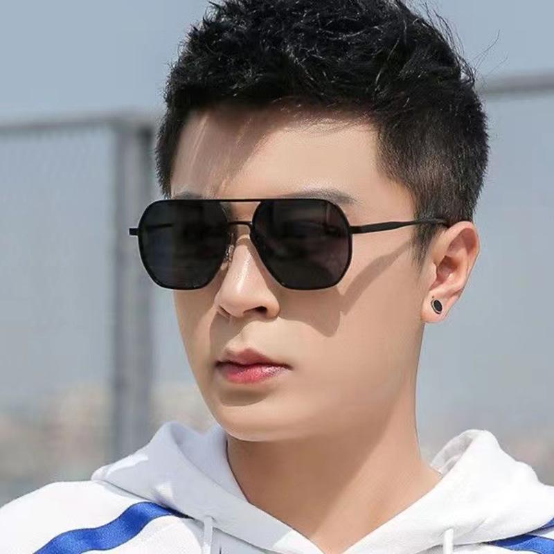Man polarized Metal Double Beam Glasses Photochromic Sunglasses For Men Drive Night Vision Glasses Fashion Shade For Men Women
