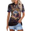 Women's Fashion Casual Lapel Short Sleeve Print Shirt Women's Button Up Tops