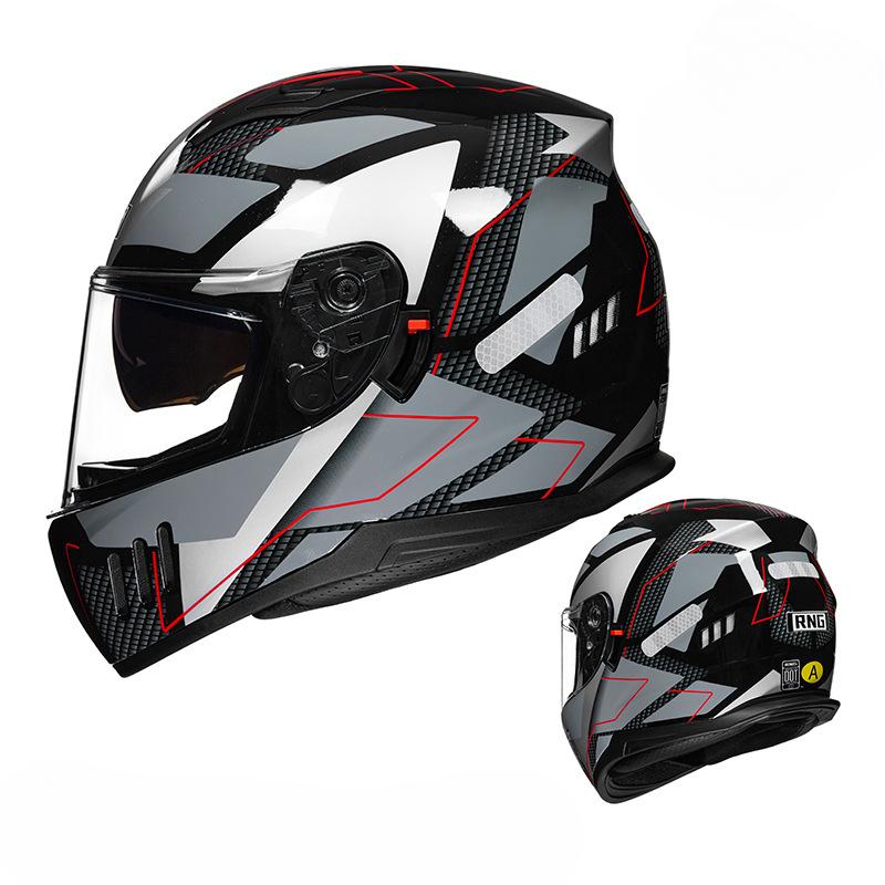 

Шлем мотоциклетный шлем с двумя линзами для верховой езды шлем для мотоцикла Four Seasons для электромобиля может быть оснащен Bluetooth XXL size [double mirror]