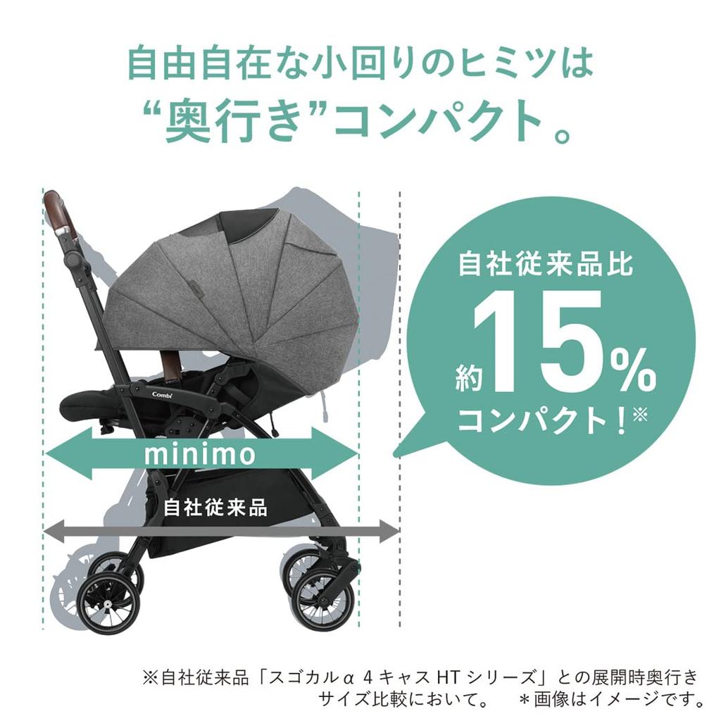 COMBI A-Type (double-facing) Stroller for Babies from 1 Month To 36 Months, White Label Sugocal Minimo Plus, Egg Shock AN, Revue Gray. A Lightweight,