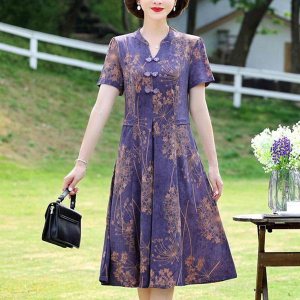 Cheongsam retro, mamă de vârstă mijlocie și în vârstă, costum cu fustă slabă, rochie largi de lungime medie de gamă înaltă