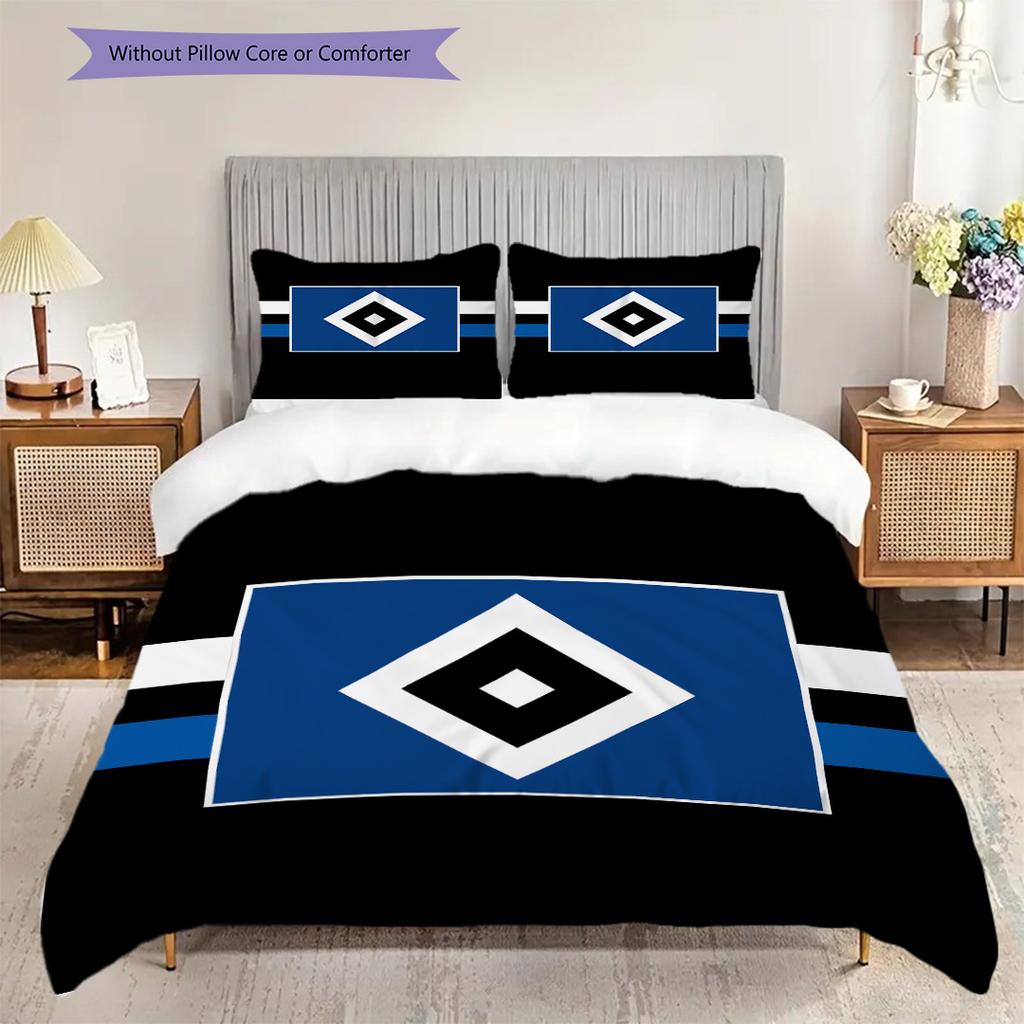 Hamburger SV Pattern Bedding Quilt Set Quilt Cover Pillowcase Home Decoration Birthday Gift (1 * Duvet Cover + 2 * Pillowcase, Without Core)