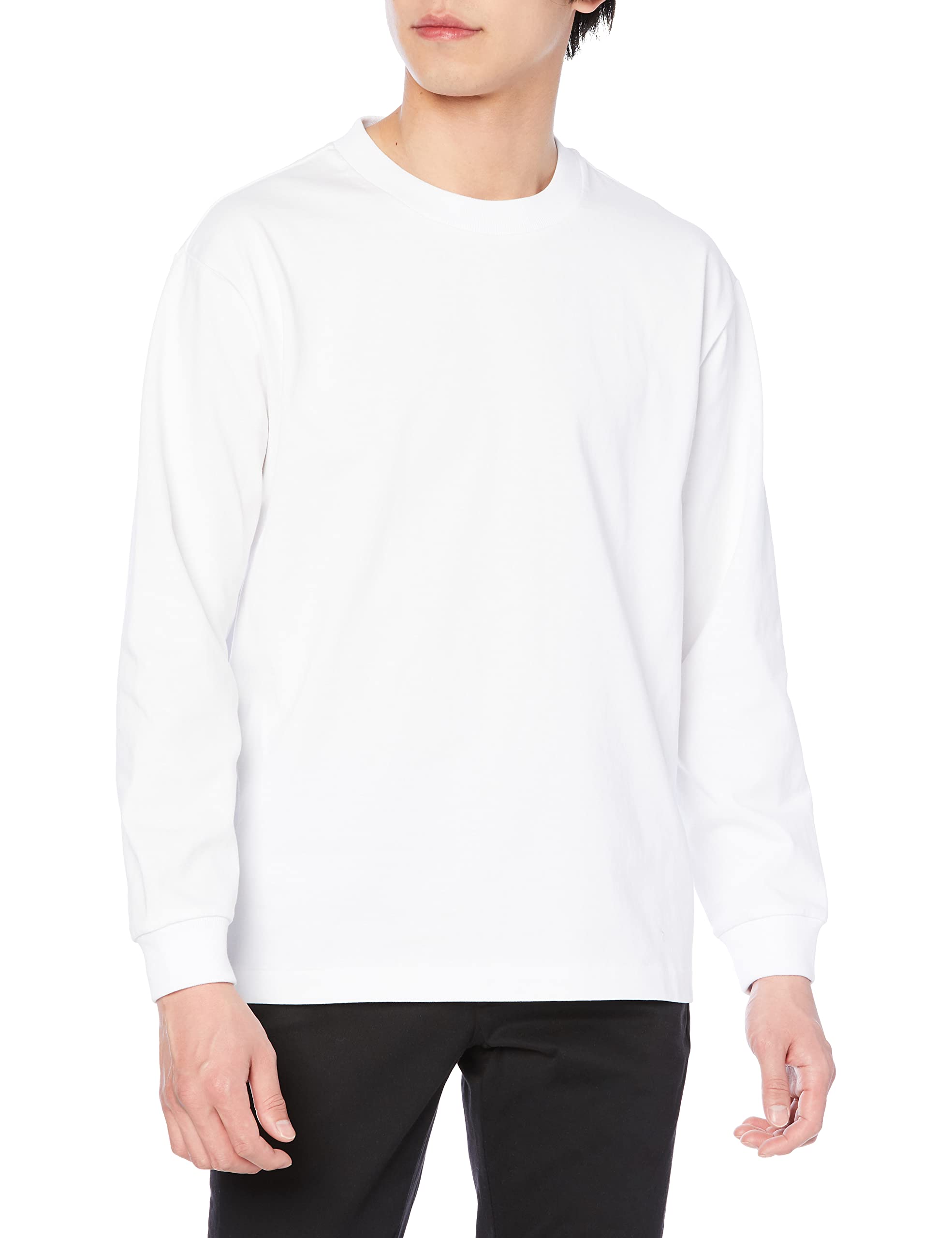 

NEUTRALWORKS. KSU32143 Unisex White Medium Jersey Long Sleeve Crew Neck T-Shirt, Thick, Solid Color, Deodorizing
