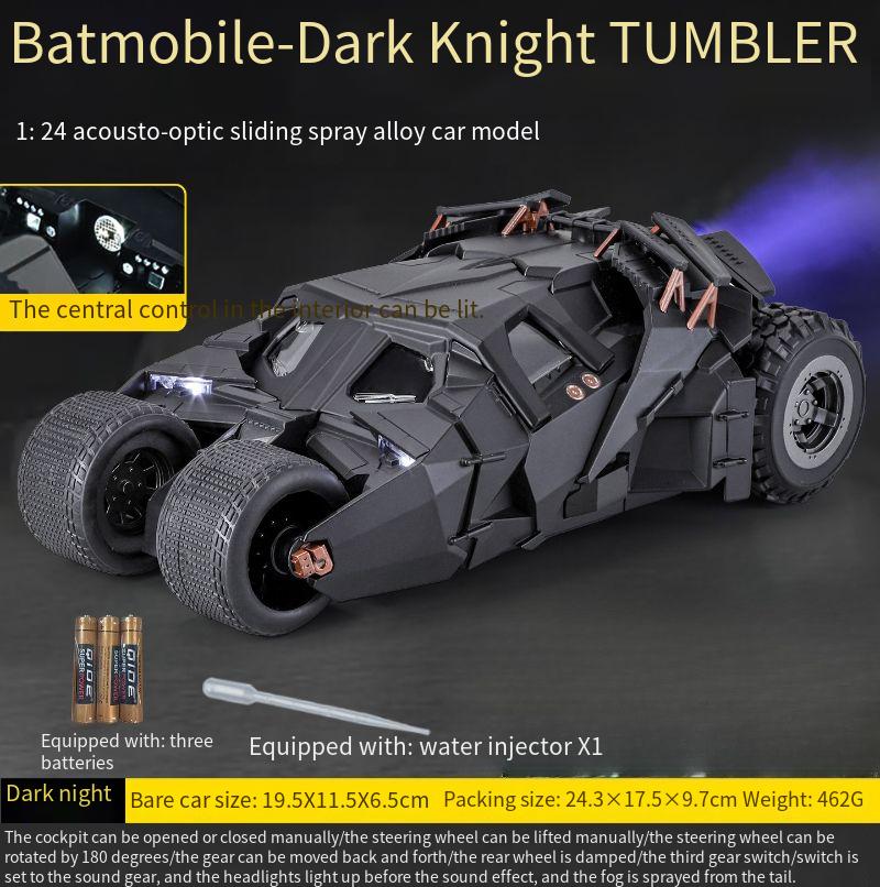 

The Dark Knight Batmobile Alloy Car Model W/Sound & Light, Sliding Spray, Movie Vehicle Toy Gift for Collection