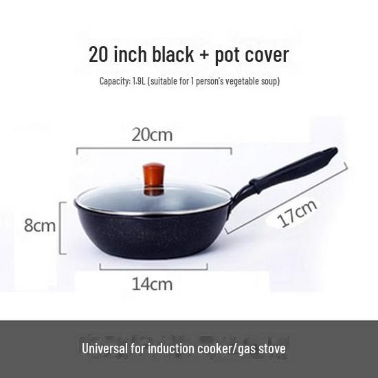 Maifan Stone Non-Stick Frying Pan: Volcanic Rock, Induction & Gas Compatible, Heightened Design, Small Household Cookware.