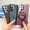 Business Leather Rotating Magnetic Stand Case For Samsung S26 Ultra S25 Plus S24 S23 S22FE A17 A56 A36 A26 A16 A55 A35 A15 Cover