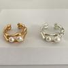 Adjustable Open Elegant Ring With Double Layer Freshwater Pearls For Womens Fashion