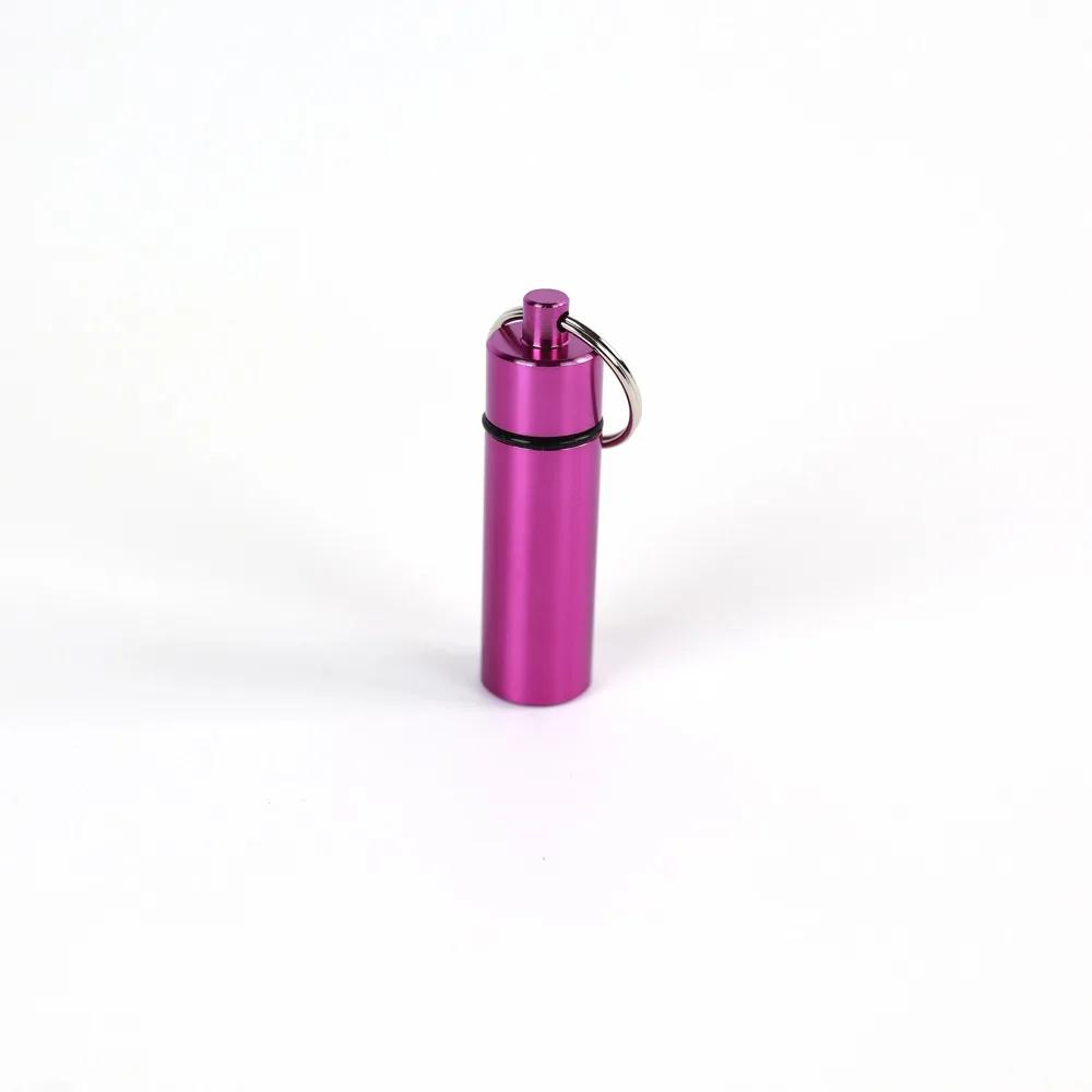 

New Mini Premuim Waterproof Portable Pill Case Organizer Keychain Box EarPlug Container Bottle with Keyring for Medicine Holder фіолетовий