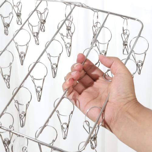 Anpromee Folding Clothes Pinch Hanger, 70+10 Clothes Pinch, Stainless Steel, Large Capacity with Spare Clothes Pinch