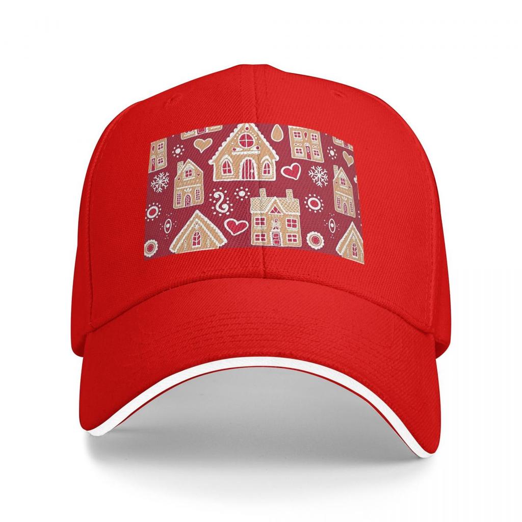 Unisex Baseball Hats Christmas Gingerbread House Pattern Summer Sports Baseball Caps Hip Hop Cap Casquette Polychromatic Hats