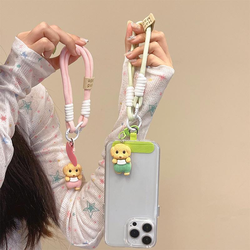Cute Puppy Pendant Pendant Mobile Phone Lanyard Bold Anti-Drop Anti-Loss Clip Portable Rope Chain Braided Rope Idea