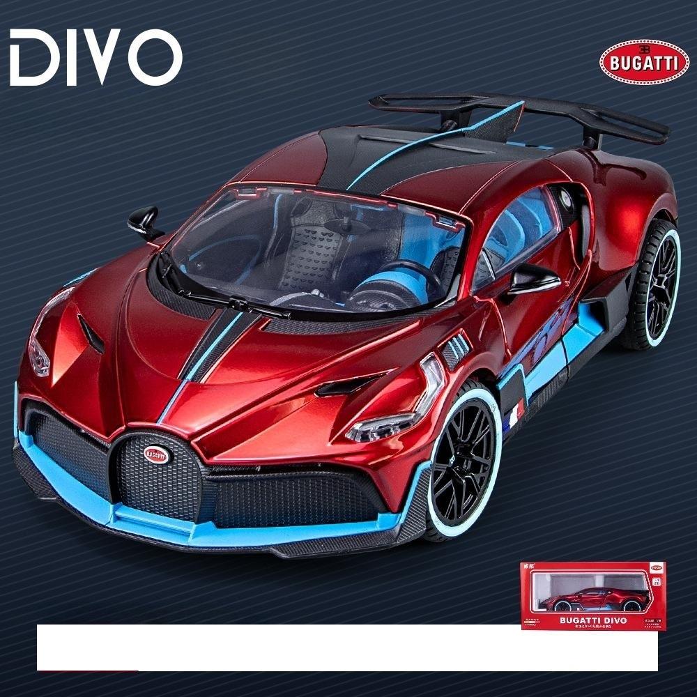 

1/18 Bugatti Divo Super Toy Car Model Diecast Miniature Racing Model Doors Opening Sound Light Collection Gift for Boy Children красный