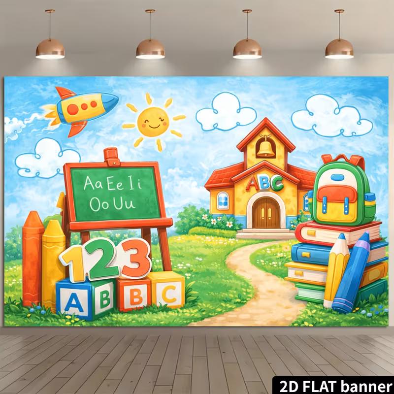 2D Cute Learning Theme Kids Backdrop Photography Background