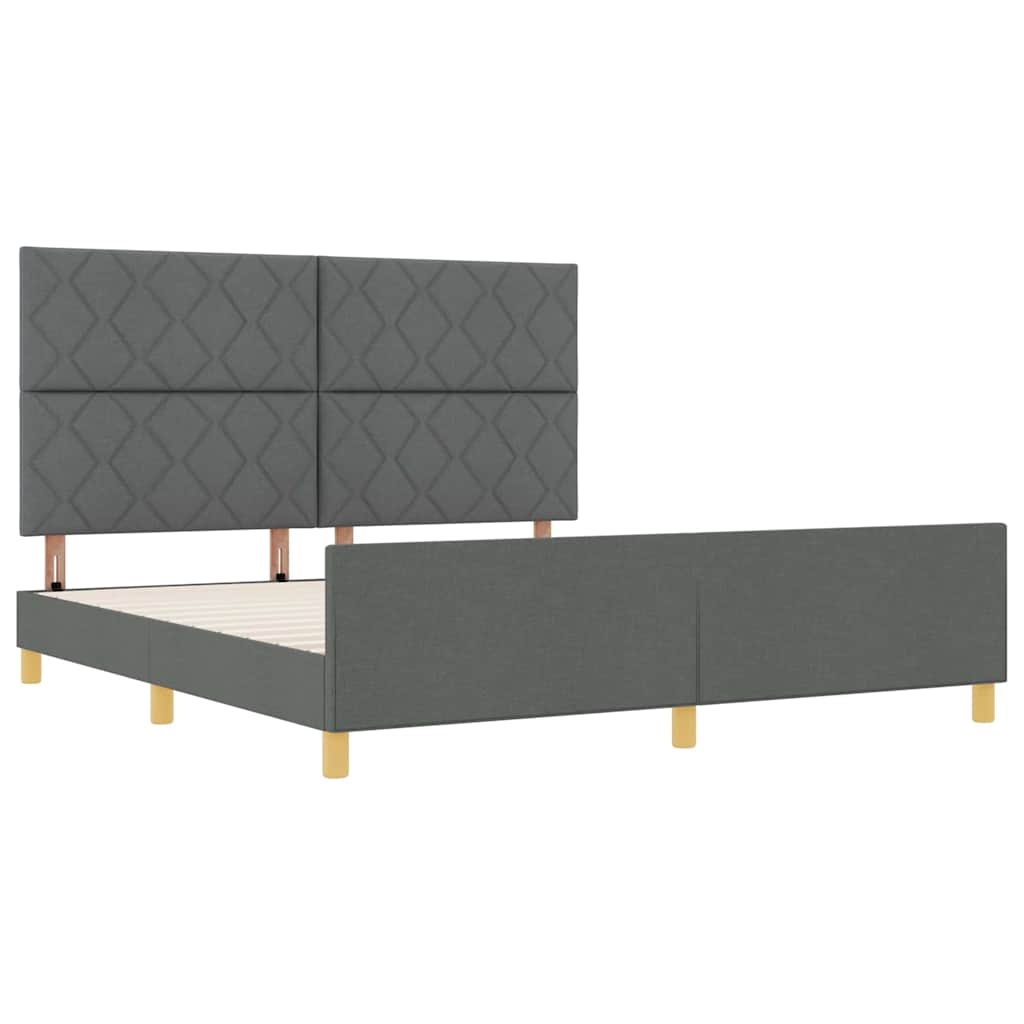 Bed Frame with Headboard Dark Gray 180 x 200 cm Fabric