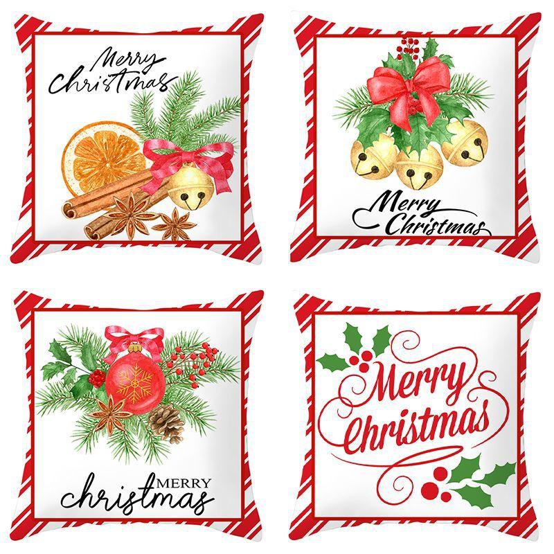 Cross-border Wholesale Christmas Pillow Covers Printed Holiday Sofa Car Pillow Waist Back Cushion Cover