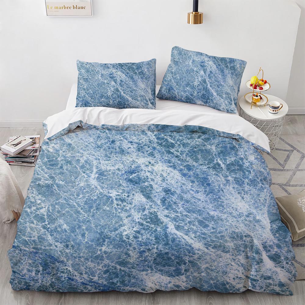 Colourful Marble Bedding Set Purple and Green Marble Duvet Cover Set Men Teens Boy Modern Abstract Art Polyester Comforter Cover