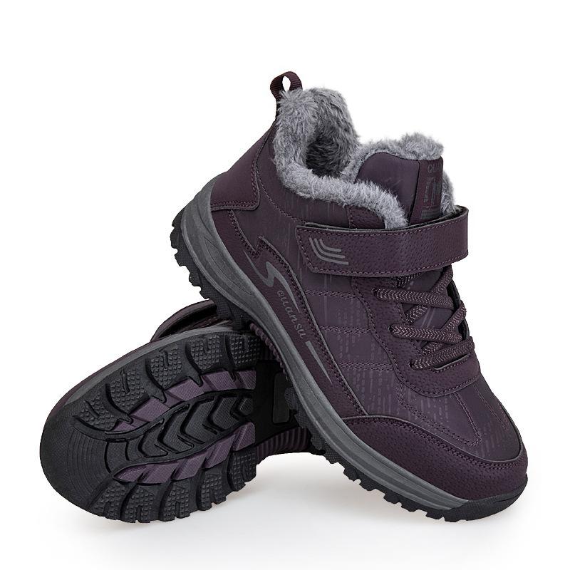 Winter Velvet Thickened Warm Non-slip Outdoor Cotton Shoes Casual High-top Walking Shoes Anti-splashing Mother Shoes