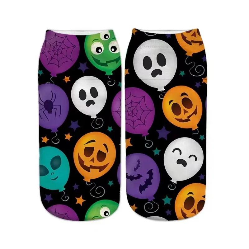 Funny 3D Printing Halloween Pumpkin Castle Short Ankle Socks Horror Theme Role Playing Couple Socks Halloween Gift