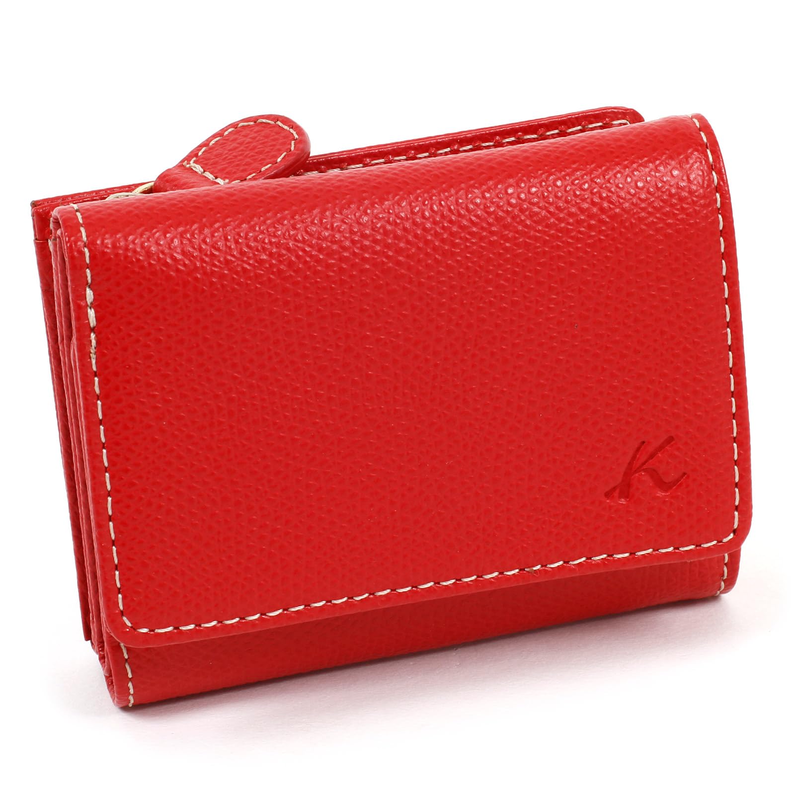 

wallet embossed that makes scratches less noticeable PH0635 stitch 70915 [Kitamura] Tri-fold Red/Ivory [Red]