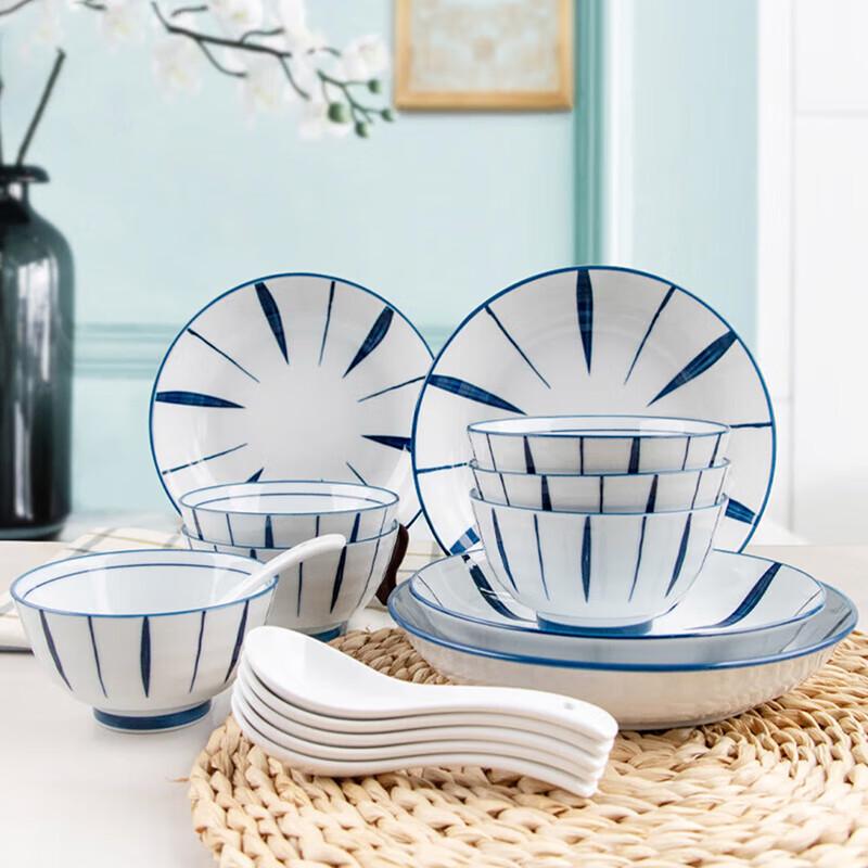 Green Jade Grass 16-Piece Chinese Ceramic Dinnerware Set