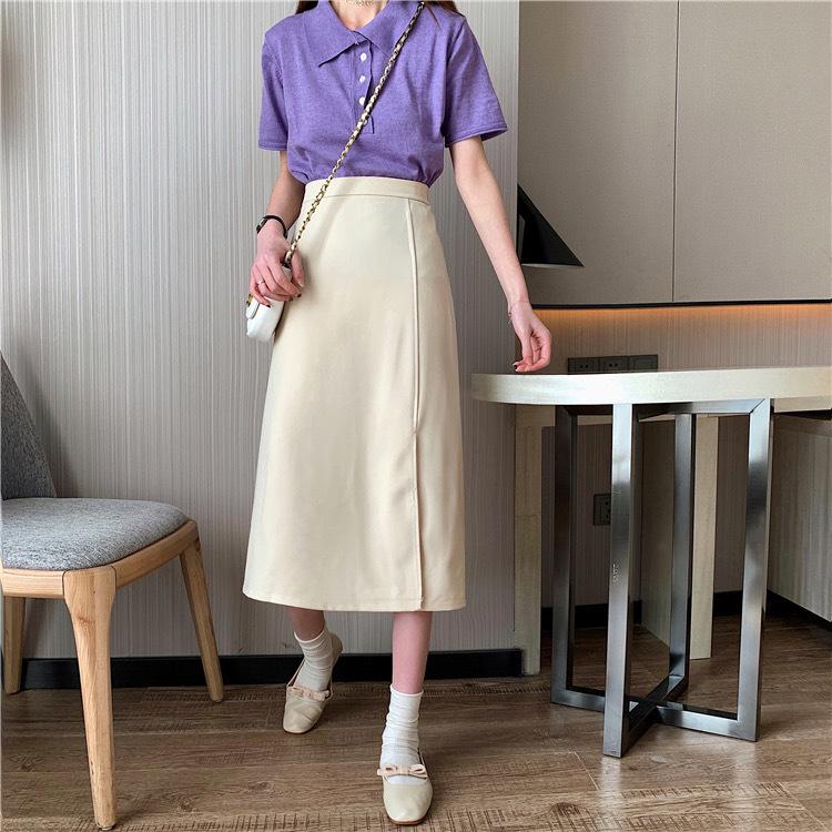 

Юбка миди бодикон с высокой талией большого размера - Ранняя осень, стройнящая А-силуэта с боковым разрезом для женщин M абрикосовый