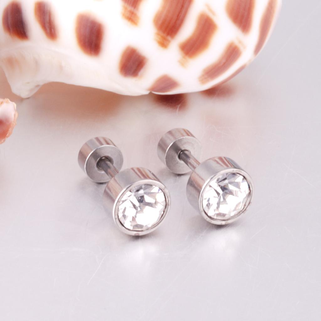 LUXUSTEEL 3mm-7mm Schwarz Weiß Zirkonia Zirkon Stecker Ohrringe Für Damen Herren Kristall Schraube Edelstahl Schmuck Kein Verblassen Allergiefrei