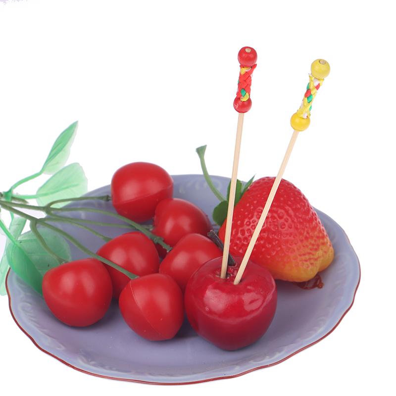 100Pcs/Pack Fruit Fork Cocktail Stick Bamboo Skewers Candied Haws Sticks