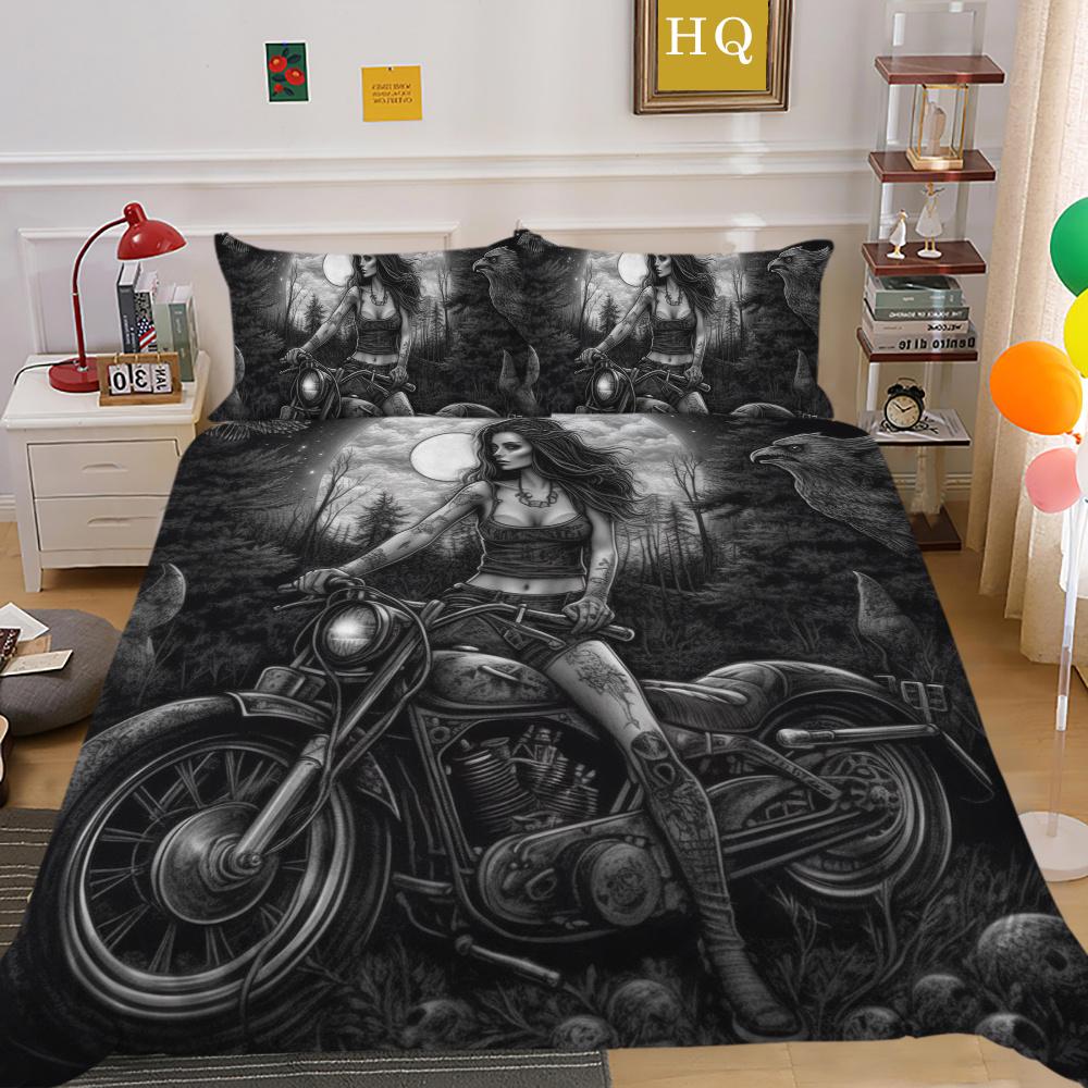 Beauty Skull Printed Comforter Cover Set Twin Size Polyester Home Bedclothes Highend Soft Duvet Cover Set