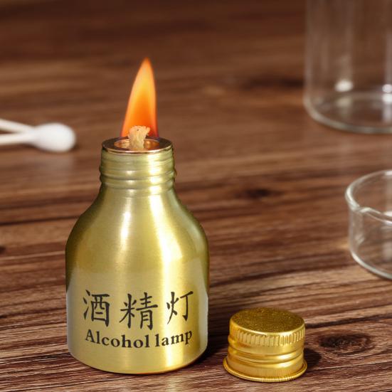 50ML Aluminum with Cotton Wick Metal Cap Alloy Liquid Burner Lamp Heavy Duty Portable Lab Mini