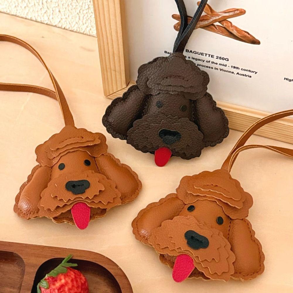 Cute PU Puppy Bag Pendant Cartoon Dog Decorative Hanging Puppy Keyring Versatile Bag Charm Car Decoration
