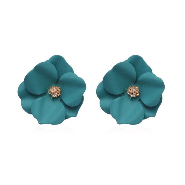 Orecchini pendenti geometrici coreani color verde a forma di fiore per donna petali rotondi a cuore foglia metallo brincos gioielli da matrimonio festa regalo