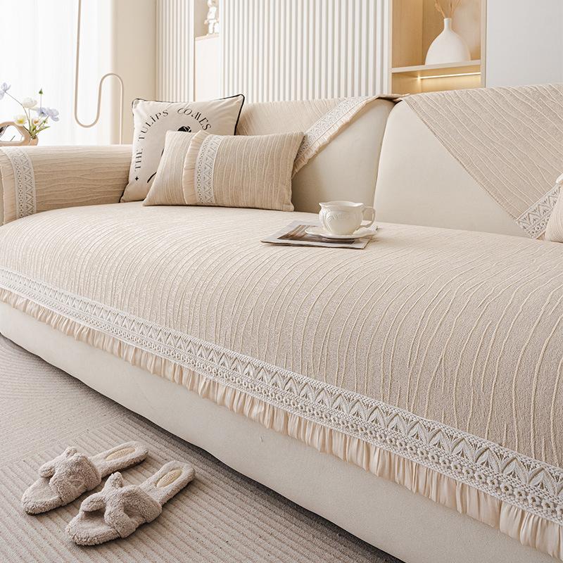 Sofa Cushion Four Seasons Universal Light Luxury Cream Wind High Sense Non-Slip Seat Cushion New Sofa Cover Cloth Towel Cover
