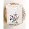 European Size Women'S Short Sleeve T-Shirt with Vibrant Floral Print - Casual Round Neck, Lightweight & Breathable for Spring/Summer,