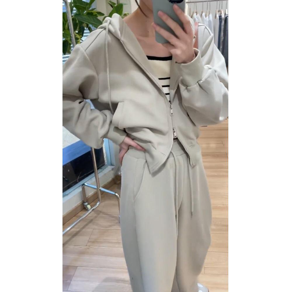 Damen Koreanischer Stil Kapuzenpullover Zweiteiler - Lässig lockere Passform, Schlank machend, für Frühling und Herbst