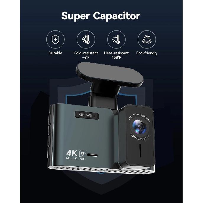 Front 4K And Rear 2.5K Dash Cam Built In WIFI GPS Dual Lens Mini CAR DVR 24H Parking Monitor Black Box Room Camera Night Vision