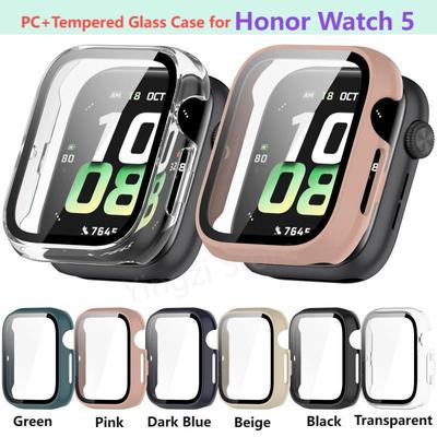 Capa de PC+Vidro Temperado para Honor Watch 5 Pulseira de Relógio Inteligente Capa Protetora Bumper Protetor de Tela Acessórios para Honor Watch5