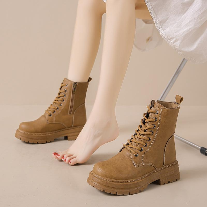 High-top Martin boots women's 2025 autumn new breathable locomotive boots Korean version versatile platform casual short boots trendy shoes