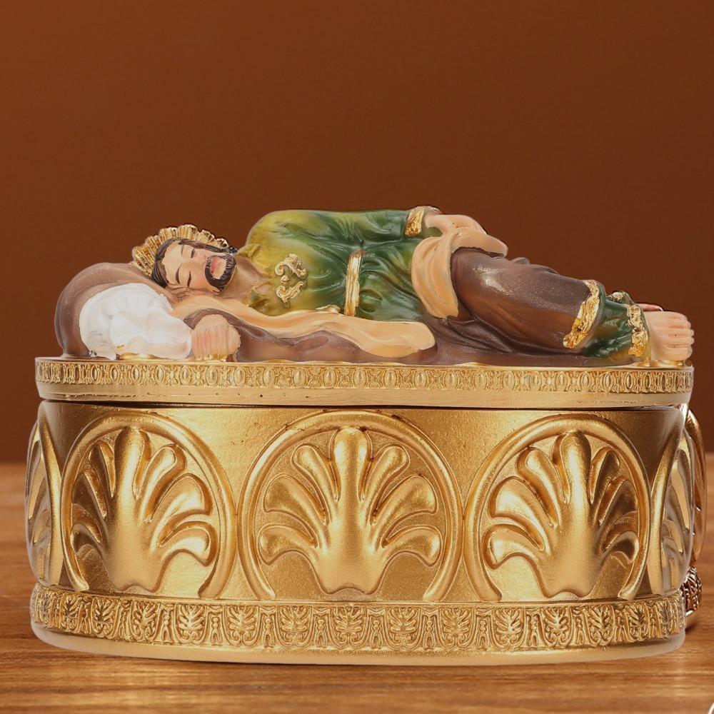 2pcs Resin Rosary Jewelry Box Hand-Painted Gold Saint Statue Box Exquisite Workmanship 5.8 Inches Religious Gift Box