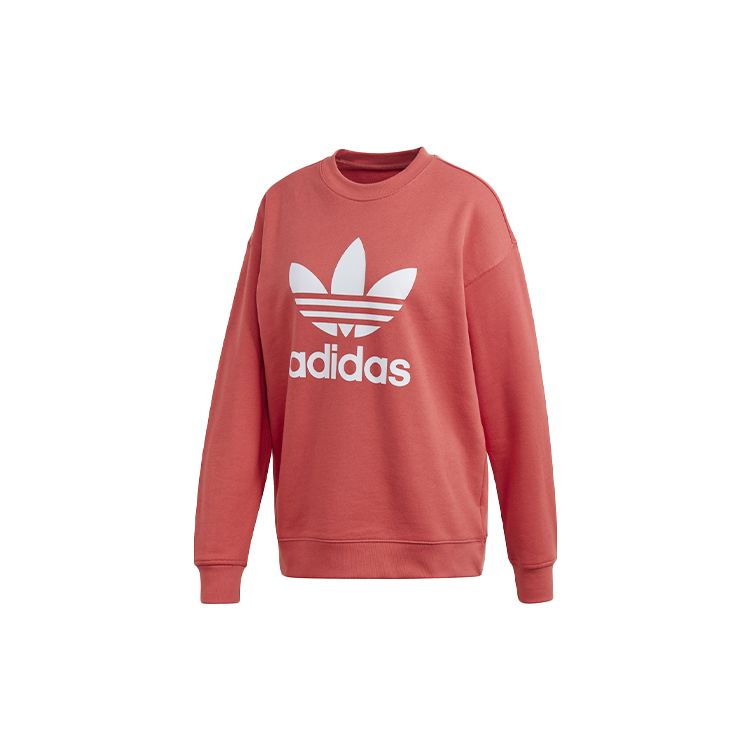 Adidas Originals Trefoil Logo Print Crewneck Sweatshirt Women Sweatshirt Red FM3291