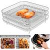 Air Fryer Racks 3Pcs Stackable Set, Stainless Steel Mesh Baskets, Multi-Use for Air Fryer, Steamer, Oven, Dishwasher Safe (7.8 x 7.8in Square)