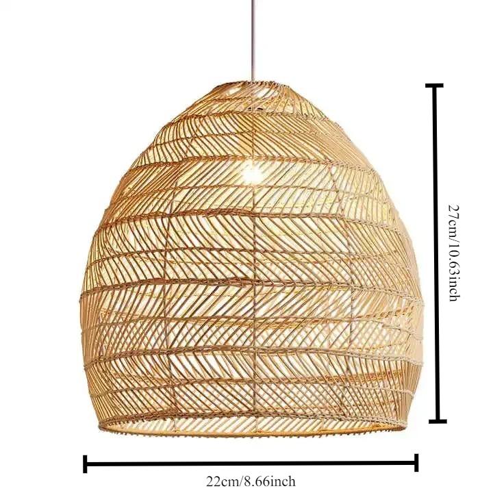 Rattan Woven Pendant Light Shades,Kitchen Island Pendant Light,Handmade Hanging Lamp Crafts Lampshade for Living Dining Room