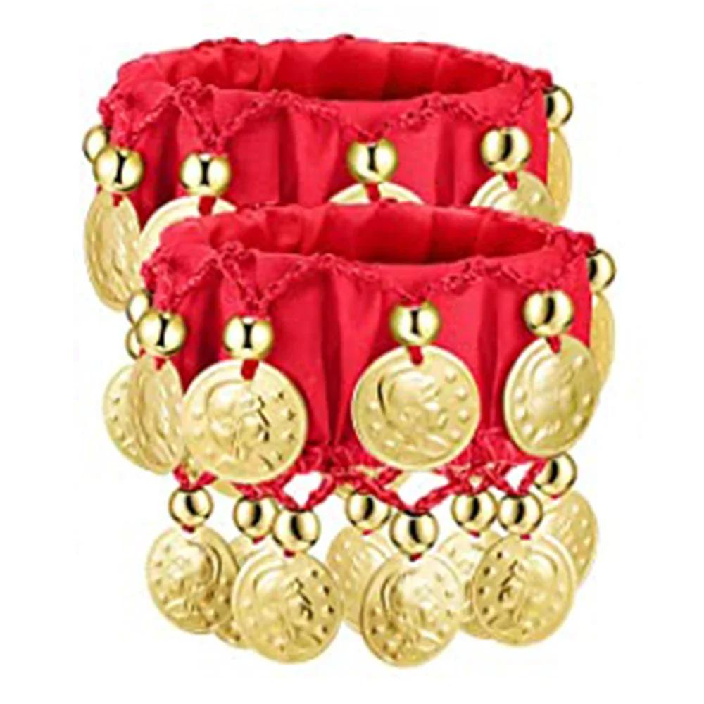 A Pair Of Bracelets Performance Costumes Props and Accessories Indian Belly Dance Bracelets Wrist Ankle Cuffs Bracelets Women